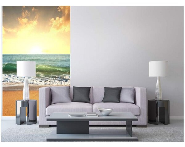DIMEX | Vliesové fototapety na stenu More pri západe slnka MS-2-0209 | 150 x 250 cm | oranžová, modrá