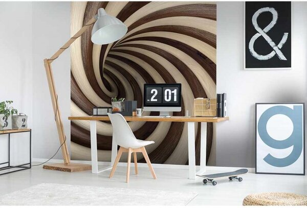 DIMEX | Vliesová fototapeta na stenu 3D zakrútený tunel MS-3-0277 | 225 x 250 cm | béžová, hnedá