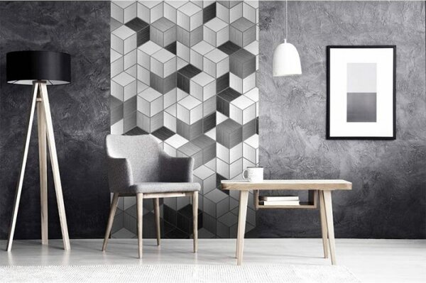 DIMEX | Vliesové fototapety na stenu Bloky kocky MS-2-0301 | 150 x 250 cm | čierna, biela