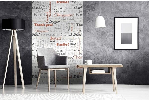 DIMEX | Vliesové fototapety na stenu Nápisy ďakujem MS-2-0266 | 150 x 250 cm | biela, šedá, oranžová