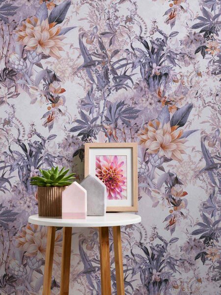 A.S. Création | Vliesová tapeta na stenu Dream Flowery 38177-2 | 0,53 x 10,05 m | biela, fialová, béžová