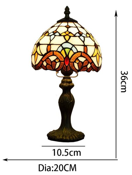 Tiffany stolná lampa Barok 100 - Huizhou Oufu Lighting v.36xš.20, sklo/kov, 40W