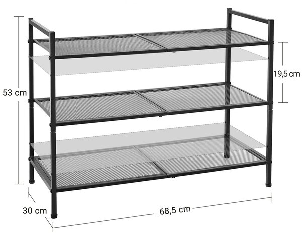 REGÁL NA TOPÁNKY, čierna, 68,5/53/30 cm - Online Only drobný nábytok, Online Only