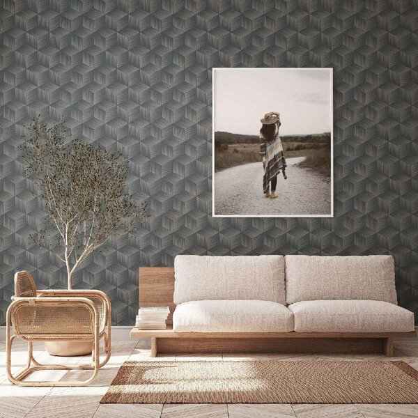 A.S. Création | Vliesová tapeta na stenu Natural Living 38506-4 | 0,53 x 10,05 m | čierna, šedá