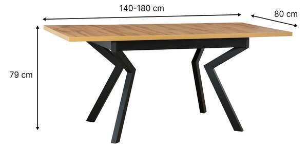 Rozkladací jedálenský stôl 4 Ikon 140-180x80 - dub wotan