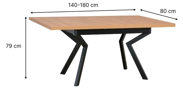 Rozkladací jedálenský stôl 4 Ikon 140-180x80 - dub artisan