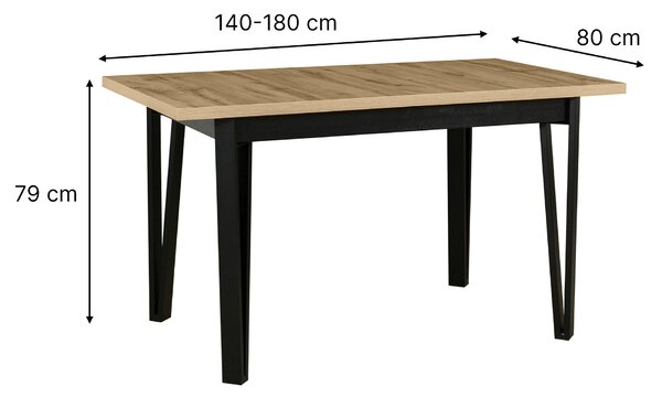 Rozkladací jedálenský stôl 5 Ikon 140-180x80 - dub artisan