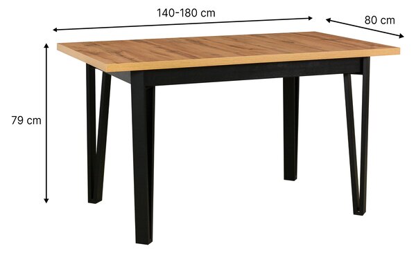 Rozkladací jedálenský stôl 5 Ikon 140-180x80 - dub wotan