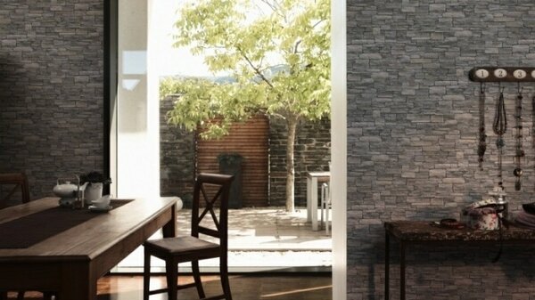 A.S. Création | Vliesová tapeta na stenu Best of Wood & Stone 95871-1 | 0,53 x 10,05 m | čierna, hnedá, šedá