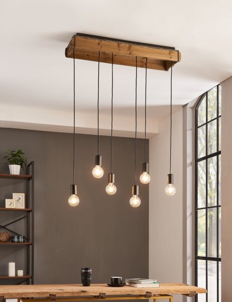 Eglo 43592 - Luster na lanku WOOTTON 6xE27/40W/230V