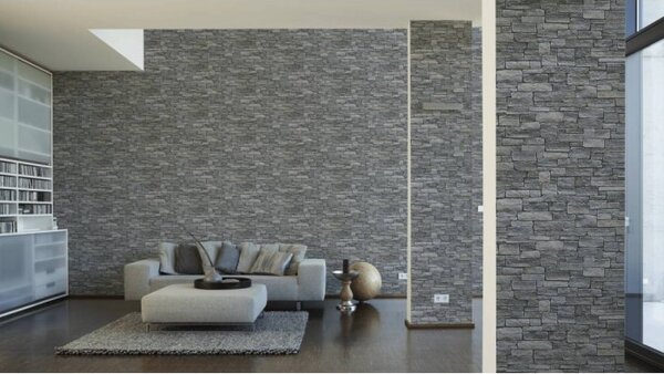 A.S. Création | Vliesová tapeta na stenu Best of Wood & Stone 95871-1 | 0,53 x 10,05 m | čierna, hnedá, šedá