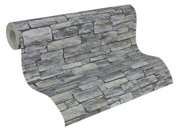 A.S. Création | Vliesová tapeta na stenu Best of Wood & Stone 95871-1 | 0,53 x 10,05 m | čierna, hnedá, šedá