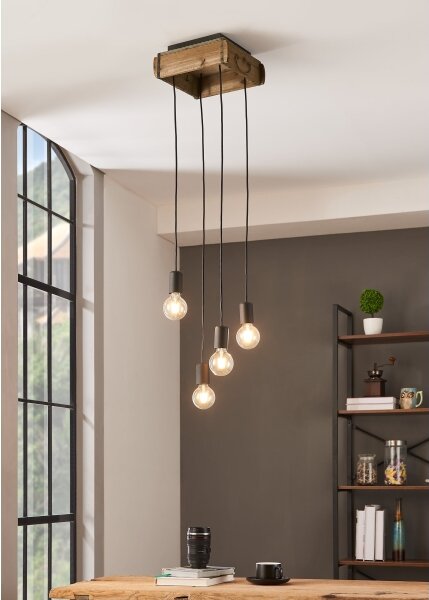 Eglo 43591 - Luster na lanku WOOTTON 4xE27/40W/230V