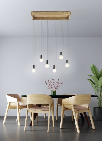 Eglo 43592 - Luster na lanku WOOTTON 6xE27/40W/230V