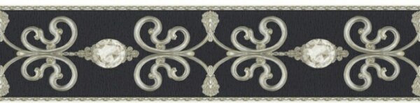 A.S. Création | Vliesová bordúra na stenu Boys & Girls 36727-1 | 15 cm x 5 m | čierna, krémová, zlatá, šedá