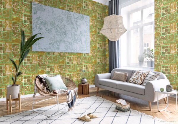 A.S. Création | Vliesová tapeta na stenu Versace 37048-2 | 0,70 x 10,05 m | zelená, biela, zlatá, hnedá
