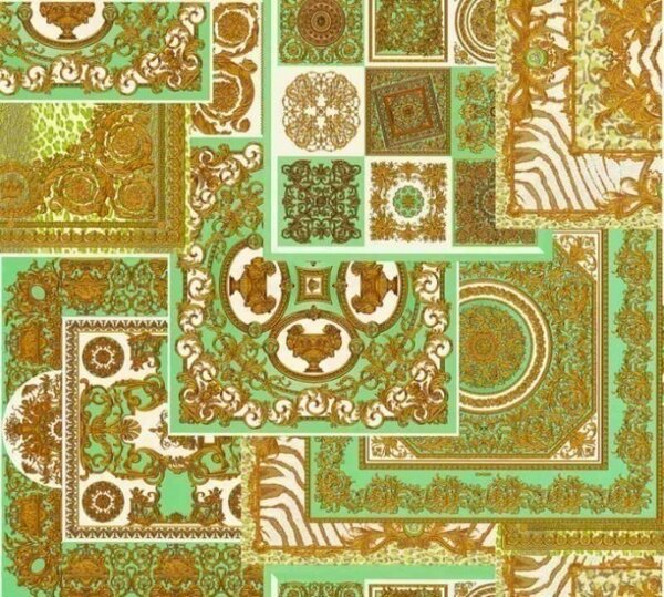 A.S. Création | Vliesová tapeta na stenu Versace 37048-2 | 0,70 x 10,05 m | zelená, biela, zlatá, hnedá