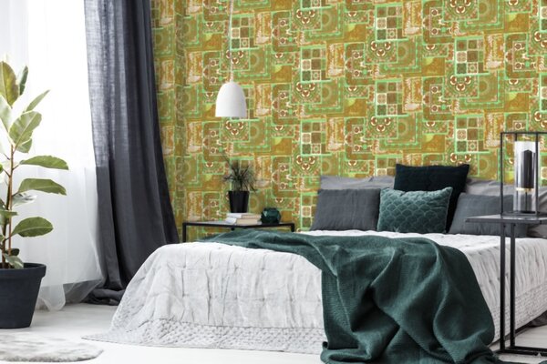 A.S. Création | Vliesová tapeta na stenu Versace 37048-2 | 0,70 x 10,05 m | zelená, biela, zlatá, hnedá