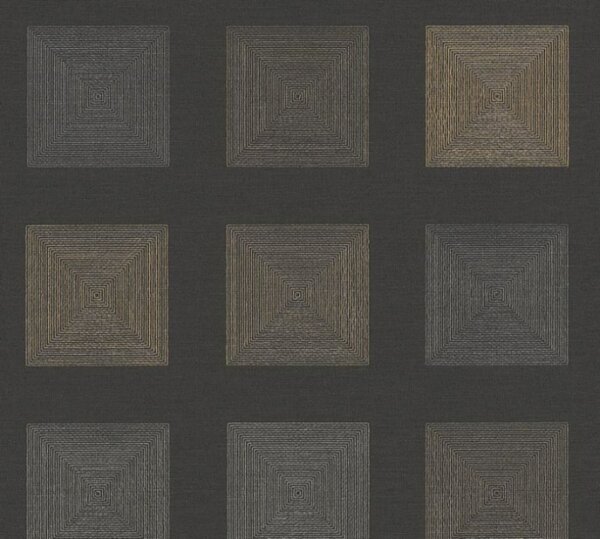 A.S. Création | Vliesová tapeta na stenu Ethnic Origin 37172-4 | 0,53 x 10,05 m | čierna, zlatá, metalická