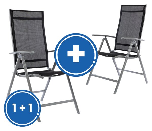 Záhradná stolička Conrado 1 + 1 ZADARMO, čierna / sivá