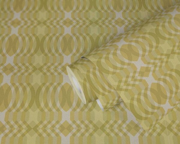 A.S. Création | Vliesová tapeta na stenu Retro Chic 39534-1 | 0,53 x 8,5 m | žltá, biela, okrová