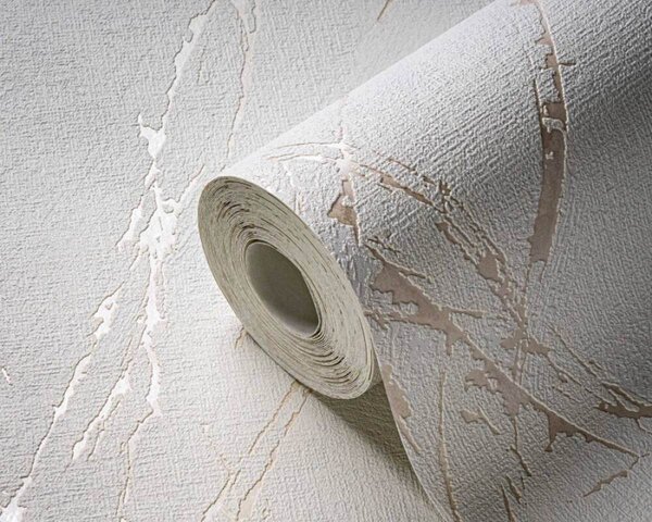 A.S. Création | Vliesová tapeta na stenu Casual Living 39336-3 | 0,53 x 10,05 m | krémová, metalická