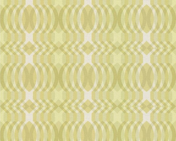 A.S. Création | Vliesová tapeta na stenu Retro Chic 39534-1 | 0,53 x 8,5 m | žltá, biela, okrová