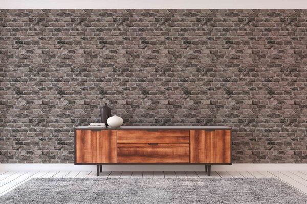 A.S. Création | Vliesová tapeta na stenu Elements 38814-3 | 0,53 x 10,05 m | šedá, čierna, béžová