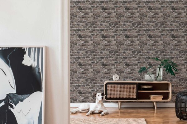 A.S. Création | Vliesová tapeta na stenu Elements 38814-3 | 0,53 x 10,05 m | šedá, čierna, béžová