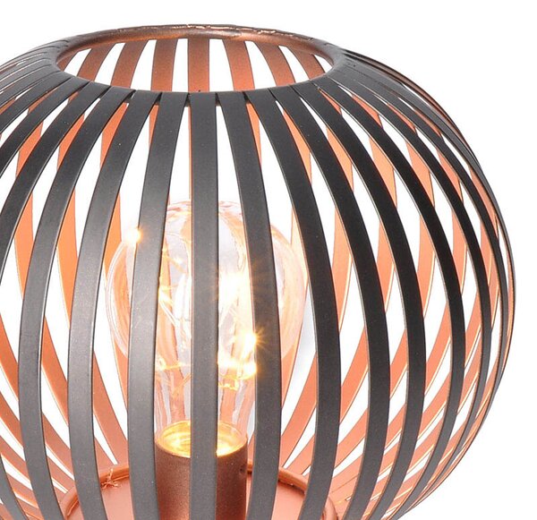 SOLIGHT Kovový okrúhly lampáš so žiarovkou micro LED, teplá biela, medená, 3xAA, 19cm
