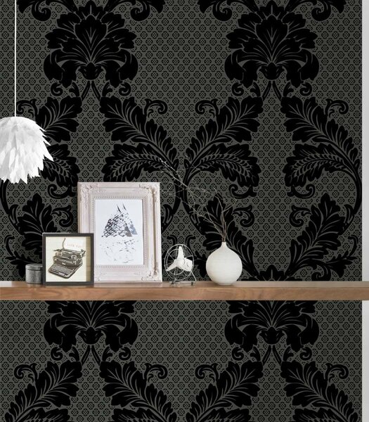 A.S. Création | Vliesová tapeta na stenu Luxury Wallpaper 30544-5 | 0,52 x 10 05 m | šedá, čierna