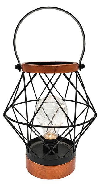 SOLIGHT Kovový lampáš so žiarovkou micro LED, teplá biela, 3xAA, 20cm