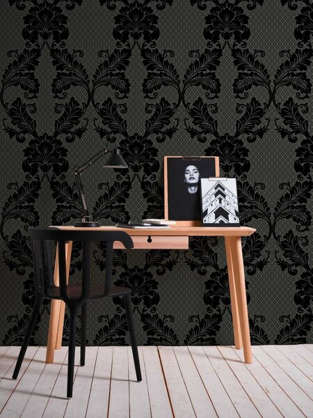 A.S. Création | Vliesová tapeta na stenu Luxury Wallpaper 30544-5 | 0,52 x 10 05 m | šedá, čierna