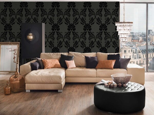 A.S. Création | Vliesová tapeta na stenu Luxury Wallpaper 30544-5 | 0,52 x 10 05 m | šedá, čierna