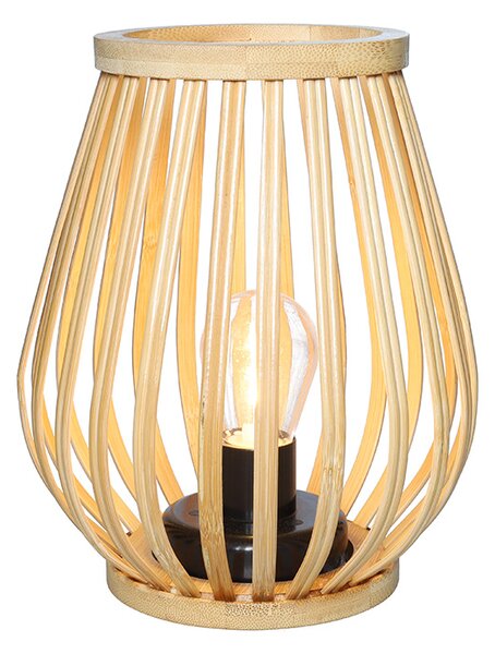 SOLIGHT Bambusový lampáš s LED žiarovkou, teplá biela, 2x AA, 20cm