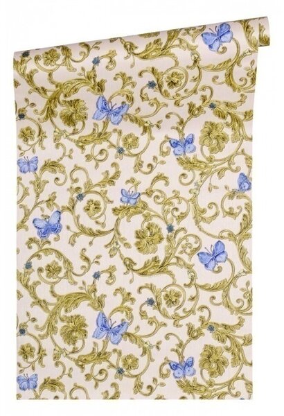A.S. Création | Vliesová tapeta na stenu Versace 34325-6V | 0,70 x 10,05 m | ružová, zlatá, modrá