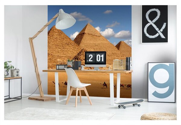 DIMEX | Vliesová fototapeta na stenu Egyptská pyramída MS-3-0051 | 225 x 250 cm | modrá, biela, béžová