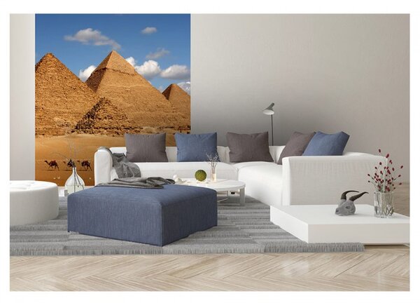 DIMEX | Vliesová fototapeta na stenu Egyptská pyramída MS-3-0051 | 225 x 250 cm | modrá, biela, béžová