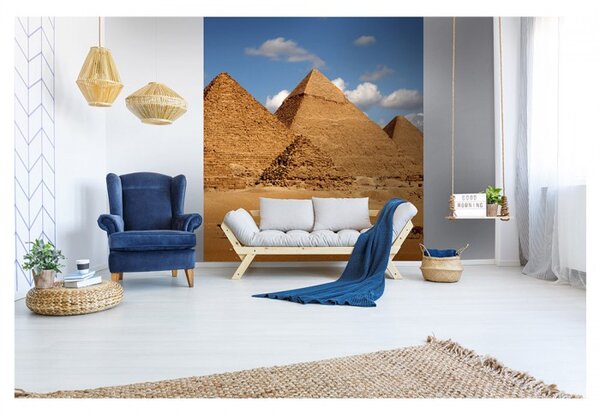 DIMEX | Vliesová fototapeta na stenu Egyptská pyramída MS-3-0051 | 225 x 250 cm | modrá, biela, béžová