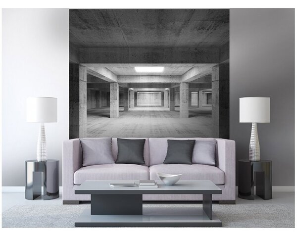 DIMEX | Vliesová fototapeta na stenu 3D priemyselná hala MS-3-0035 | 225 x 250 cm | šedá