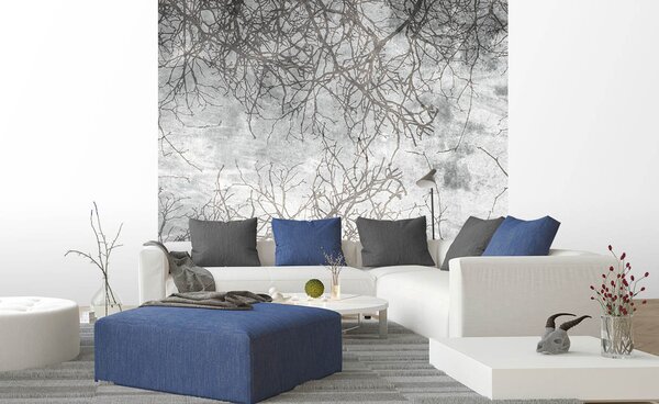 DIMEX | Vliesová fototapeta na stenu Abstrakt vetvy MS-3-0386 | 225 x 250 cm | čierna, šedá