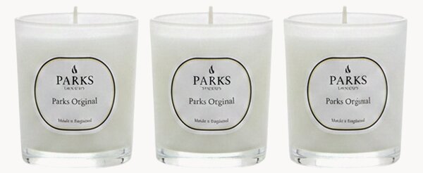 Ručne vyrobené vonné sviečky Parks Original (Lemon, Lavander & Amber), 3 ks