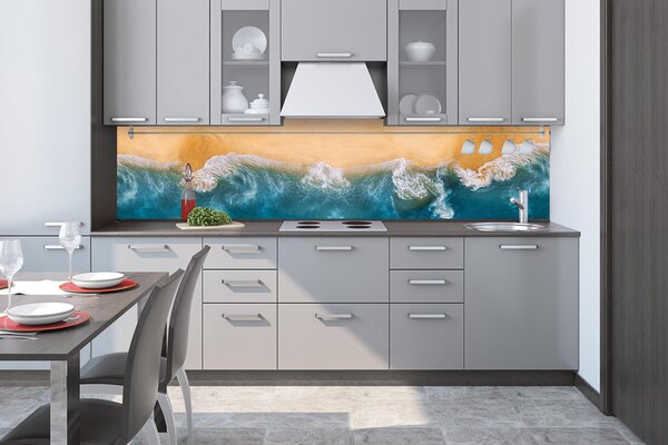 DIMEX | Fototapeta do kuchyne Modrý oceán KI-260-163 | 260 x 60 cm | modrá, biela, krémová, oranžová