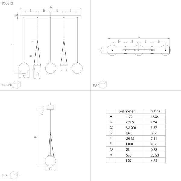Eglo 900512 - Luster na lanku RONDO 3xE27/40W/230V