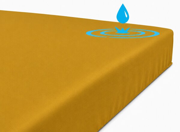 Didatex Jersej nepremokavá Horčica napínacia plachta Rozmer: 90x200 cm