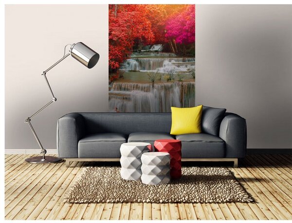 DIMEX | Vliesové fototapety na stenu Vodopád v dažďovom pralese MS-2-0072 | 150 x 250 cm | biela, červená, ružová
