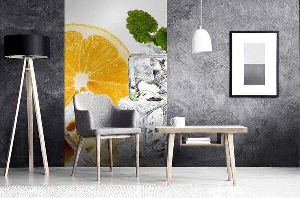 DIMEX | Vliesové fototapety na stenu Citrón a ľad MS-2-0238 | 150 x 250 cm | žltá, zelená, biela, šedá