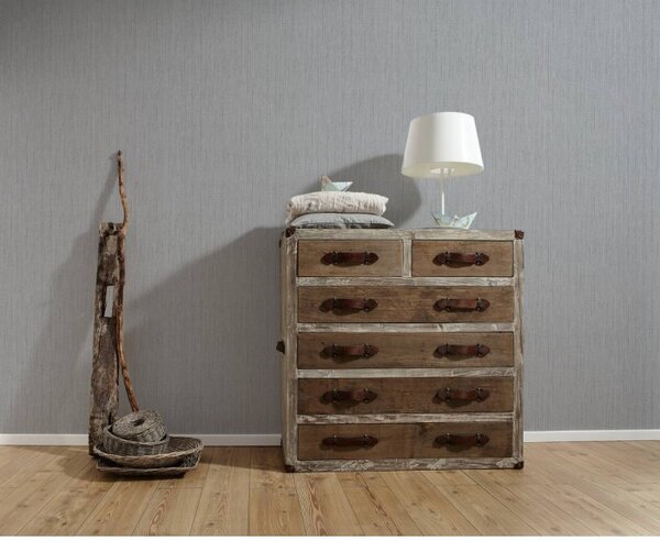 A.S. Création | Vliesová tapeta na stenu Casual Living 3443-28V | 0,53 x 10,05 m | metalická, šedá