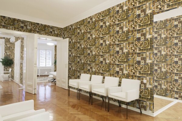 A.S. Création | Vliesová tapeta na stenu Versace 37048-3 | 0,70 x 10,05 m | čierna, biela, zlatá, šedá