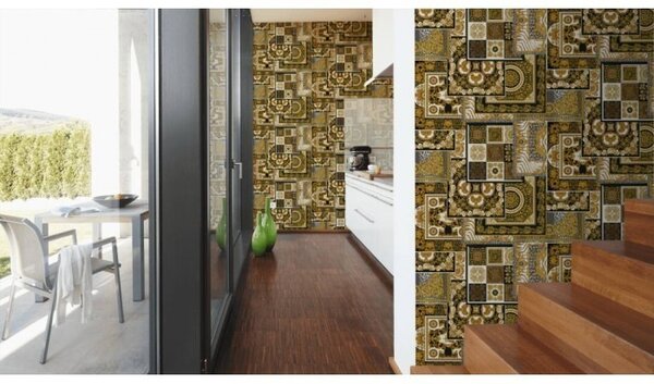 A.S. Création | Vliesová tapeta na stenu Versace 37048-3 | 0,70 x 10,05 m | čierna, biela, zlatá, šedá